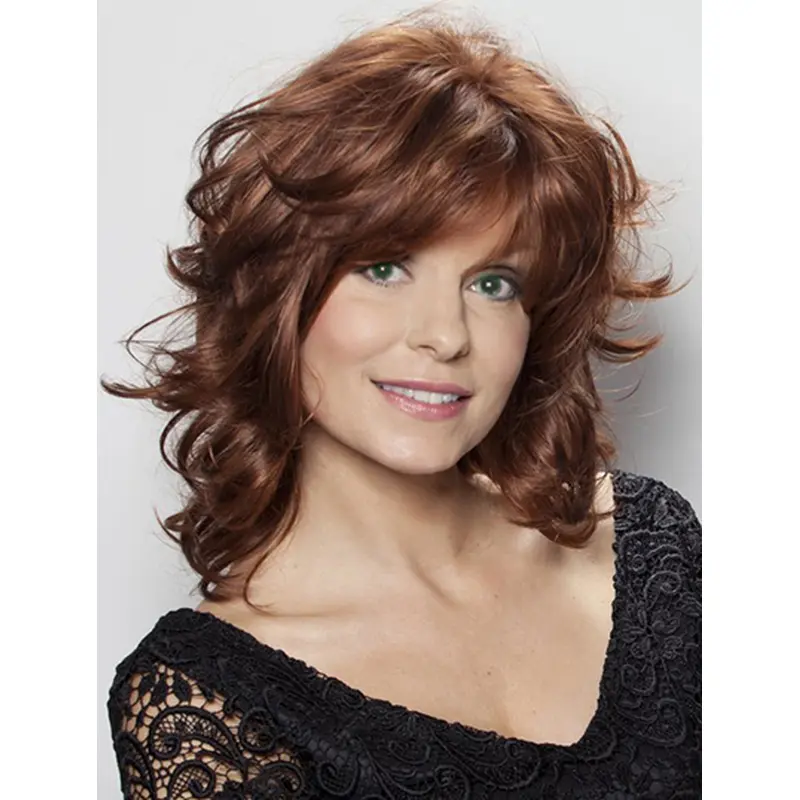 Graceful Lace Front Wavy Shoulder Length Remy Human Lace Wigs