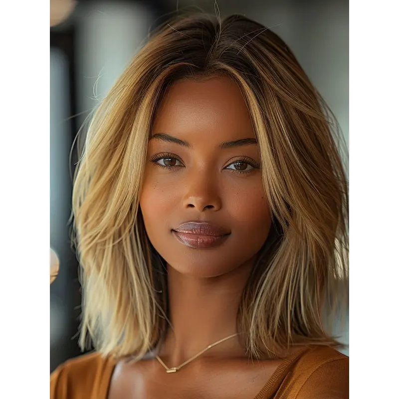 Layered Wig African American Lace Front 14" Platinum Blonde Wigs