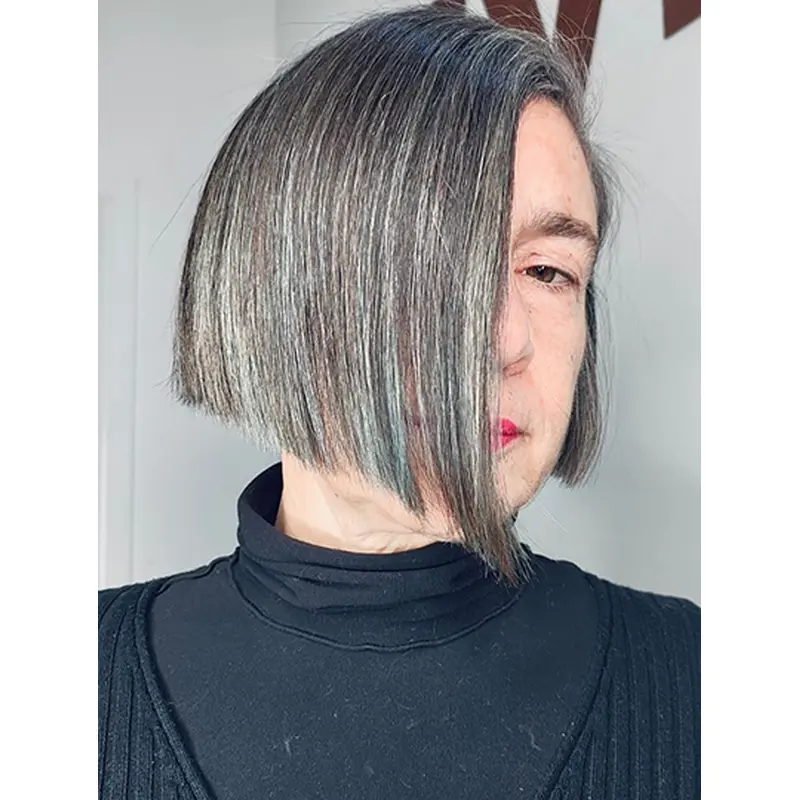 Straight 10" Without Bangs Grey Wigs Online Monofilament