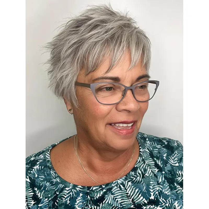 Straight 6" Boycuts Grey Best Monofilament Wigs