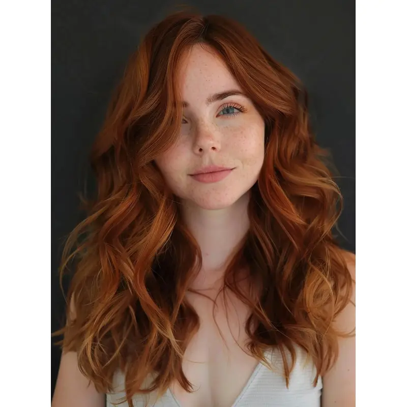 Womens Long Hair Wigs 18" Copper Lace Front Wigs