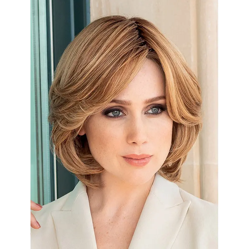 Chin Length Straight Monofilament Remy Human Hair 10" Fancy Bob Wigs