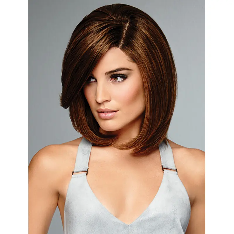 Remy Human Hair 100% Hand-tied Brown 12" Bob Style Wigs