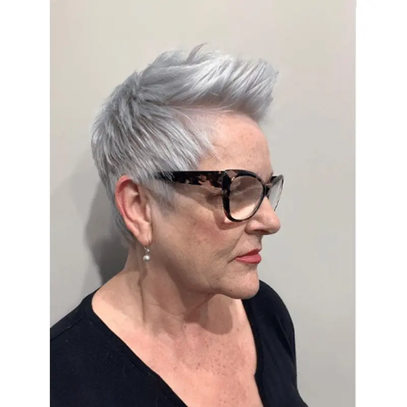 4" Cropped Grey Boycuts Lace Front Wigs Synthetic Hair