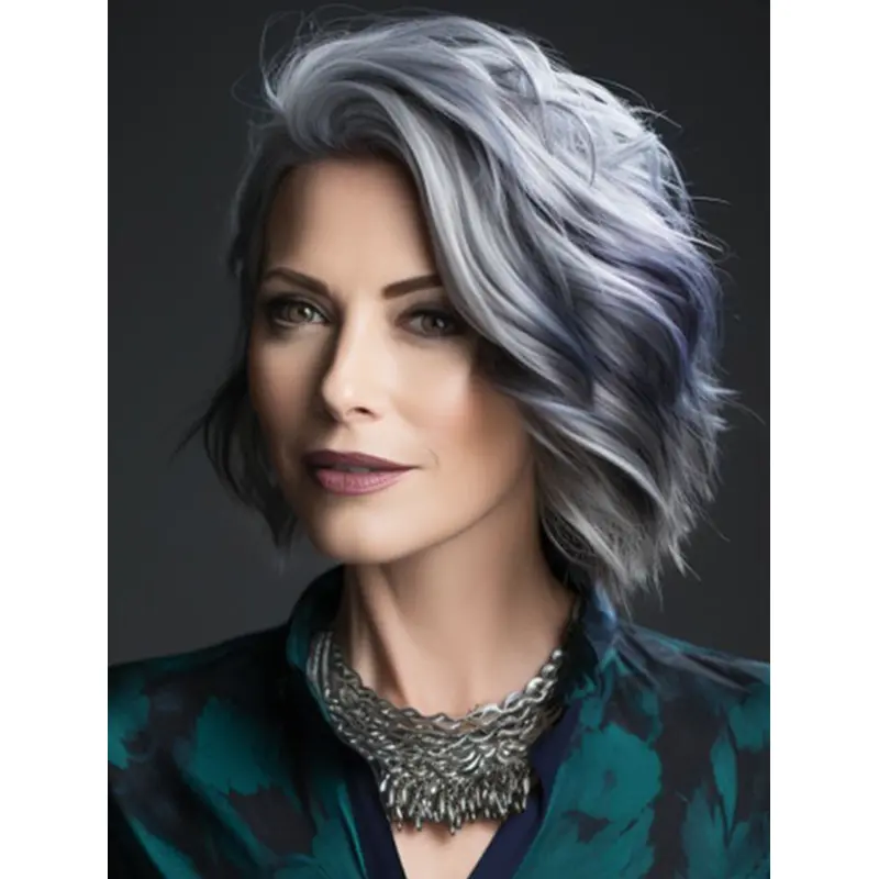 Bobs Grey 12" Wavy Women Synthetic Wigs