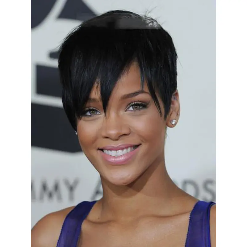 Designed Black Cropped Rihanna Wigs