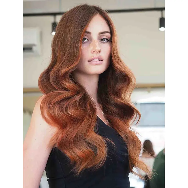 Long Hair Wigs For Women Without Bangs Synthetic Copper Wig Long Wigs