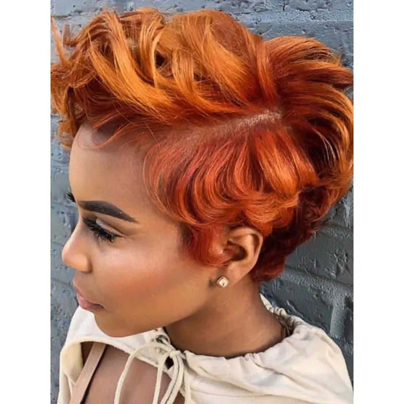 Monofilament Wigs For African American Synthetic Wavy Boycuts Wigs