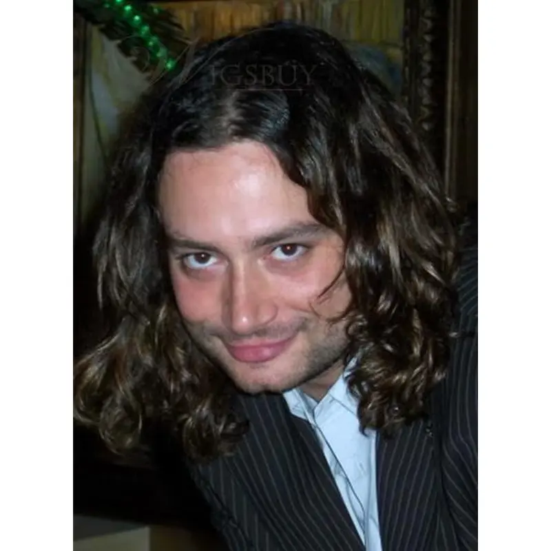 Popular Brown Wavy Shoulder Length Men Wigs