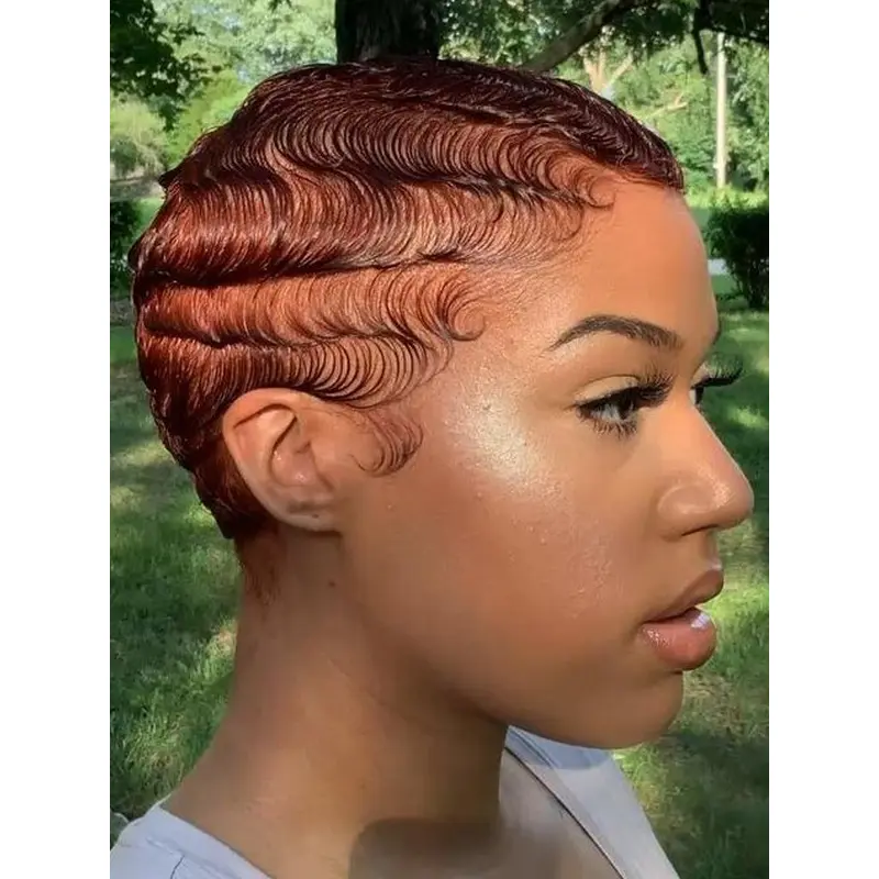 Short Wigs For African Ladies Synthetic Curly Boycuts Wigs