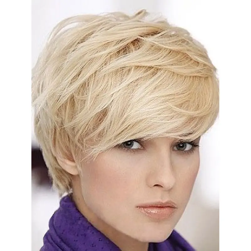 Stylish Blonde Straight Short Human Hair Wigs