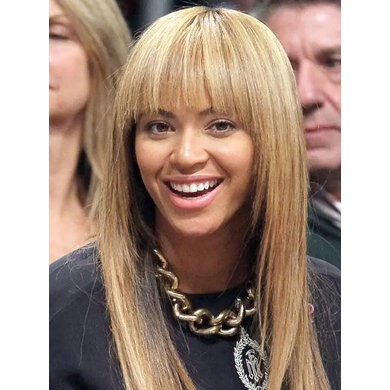 18" Straight Long Capless With Bangs Blonde Beyonce Wigs