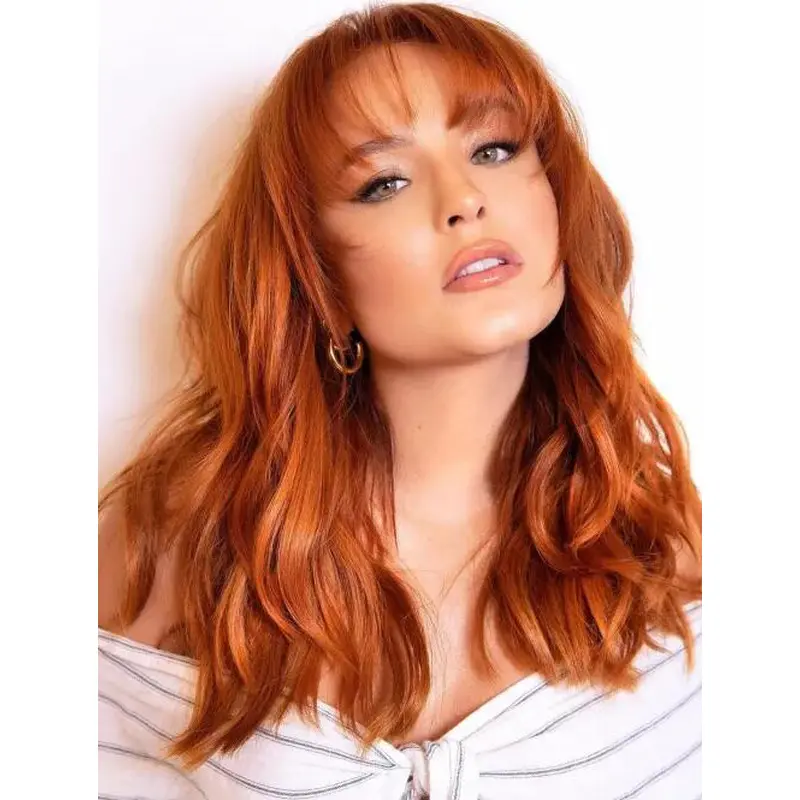 Cheap Wigs Long Lace Front Synthetic Wavy Wispy Bangs Wigs