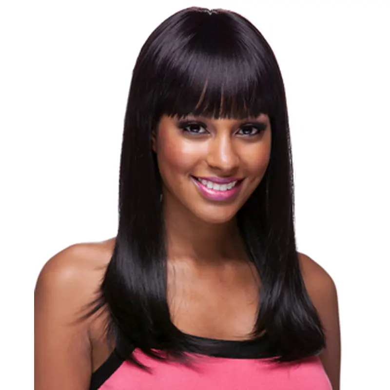 Cool Black Straight Long African American Wigs