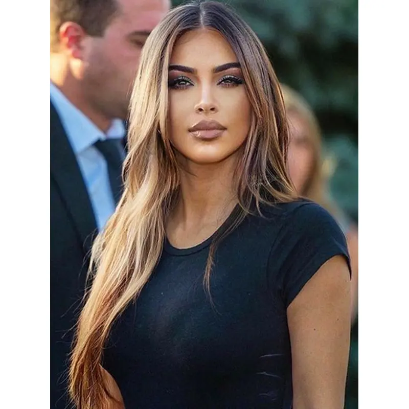 Lace Front Long Blonde Straight Without Bangs Kim Kardashian Wigs