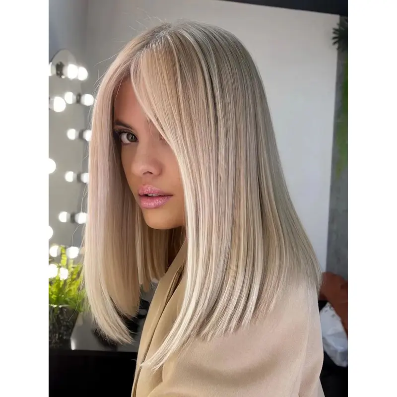 Long Straight Wigs Blonde Synthetic Platinum Without Bangs Long Wigs