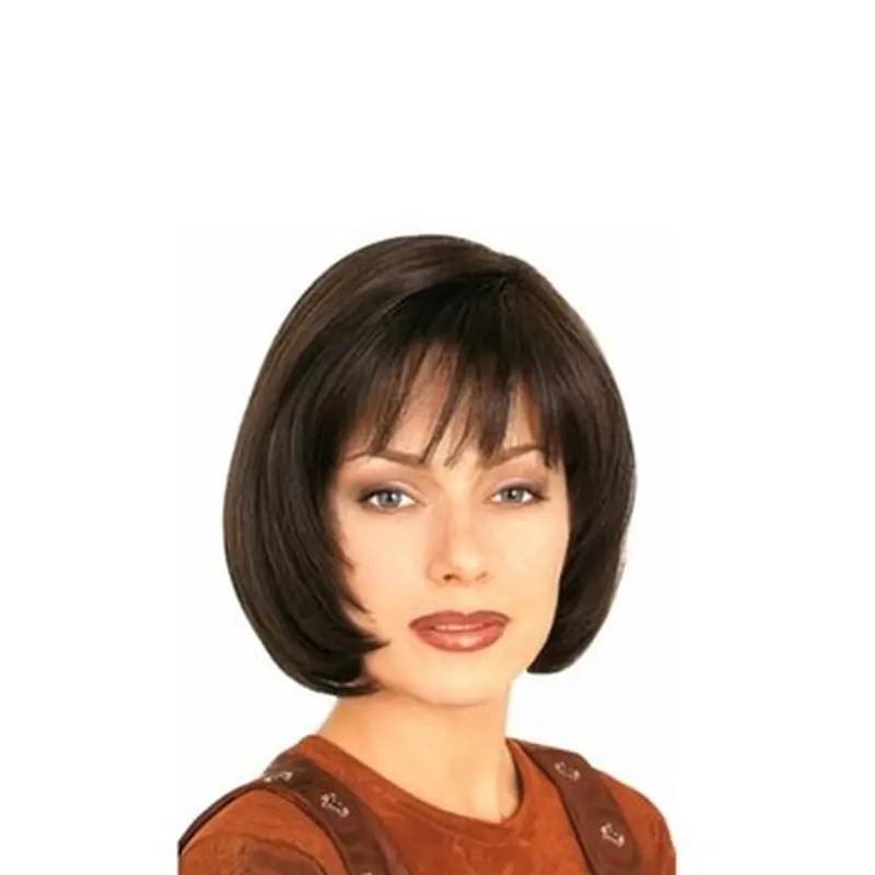 Shining Brown Straight Chin Length Human Hair Wigs