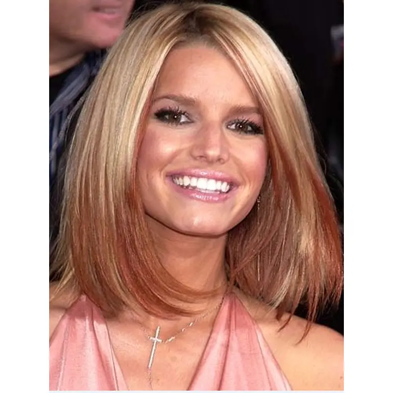 Short mixed-color lace human hair bob wig about 12 inches