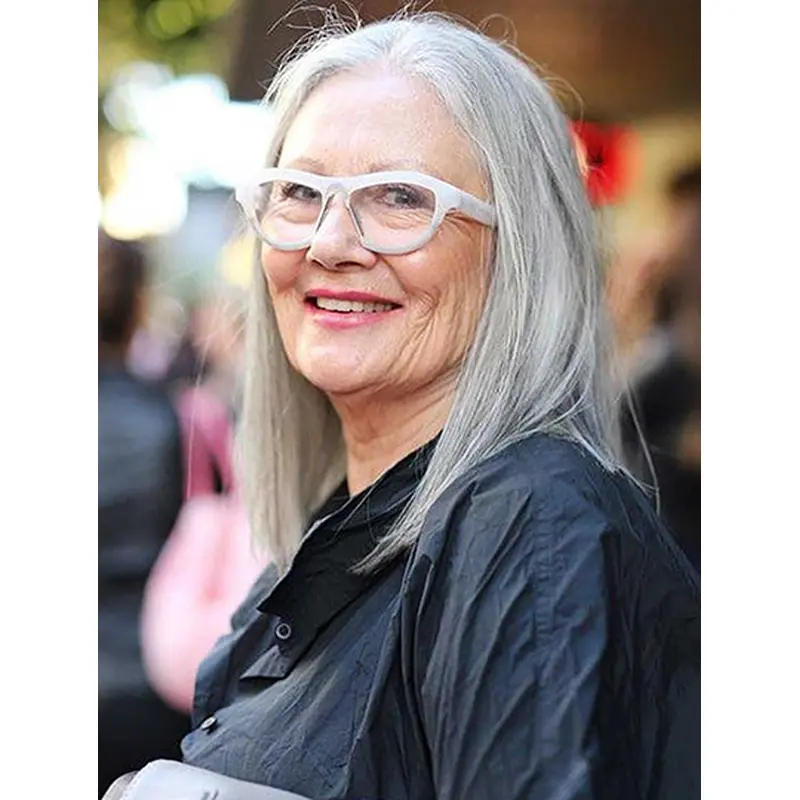 Shoulder Length Grey Monofilament 14" Online Wig