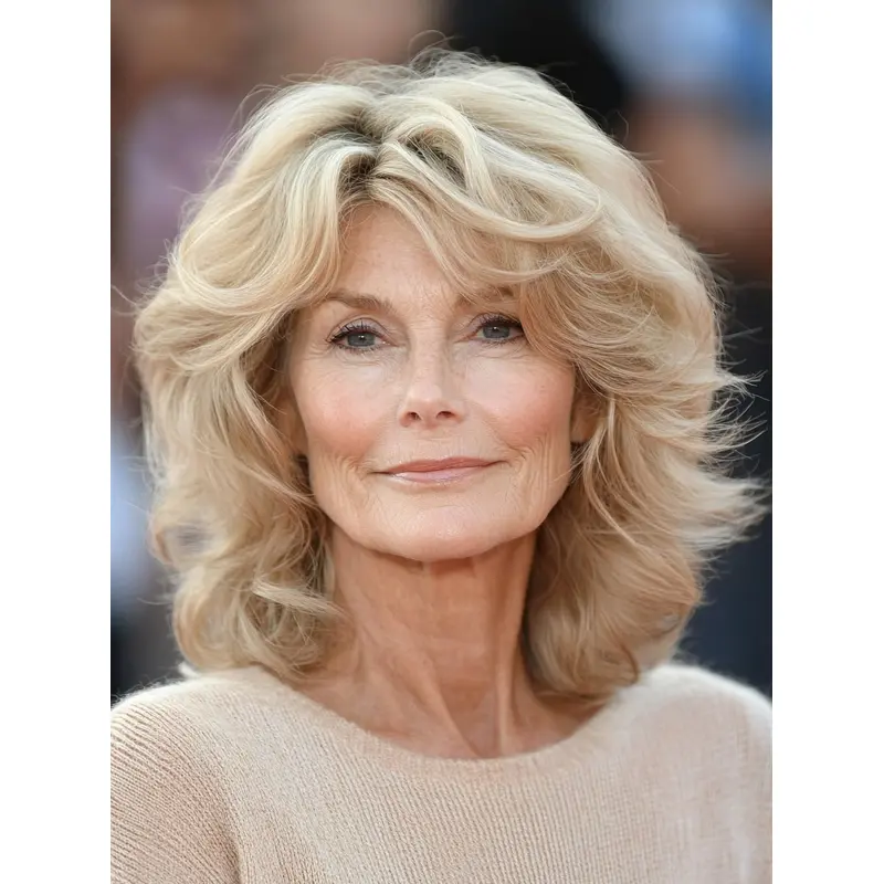 Medium Length Wigs Human Hair Bobs Monofilament 12" Platinum Blonde Wavy Wigs