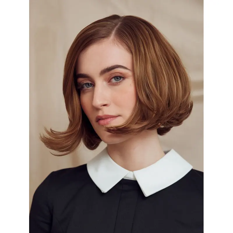 Medium Wigs For Women Chin Length Bobs Copper Wavy 10" Synthetic Wigs