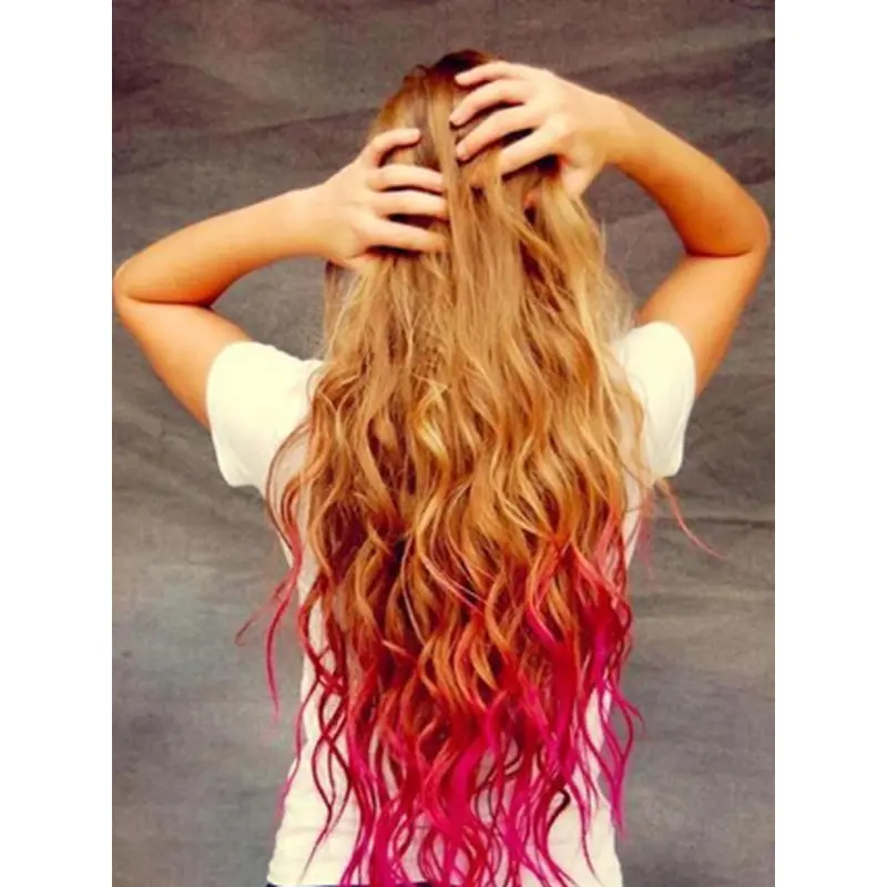 Wavy Blonde and Red to Purple Human Hair Ombre Wigs