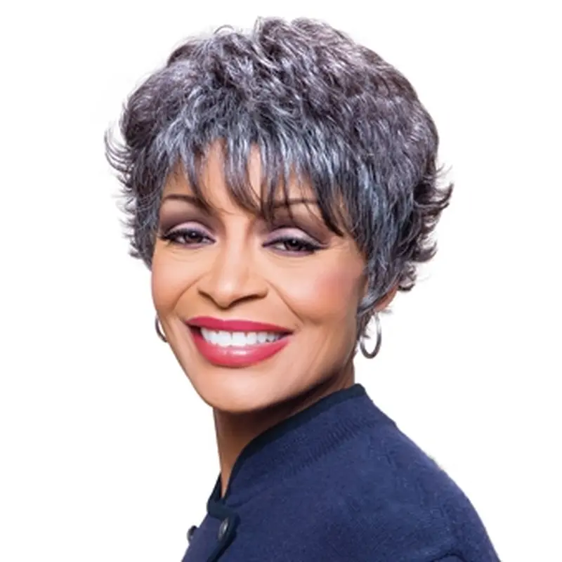 Wavy Short Synthetic Grey Wigs