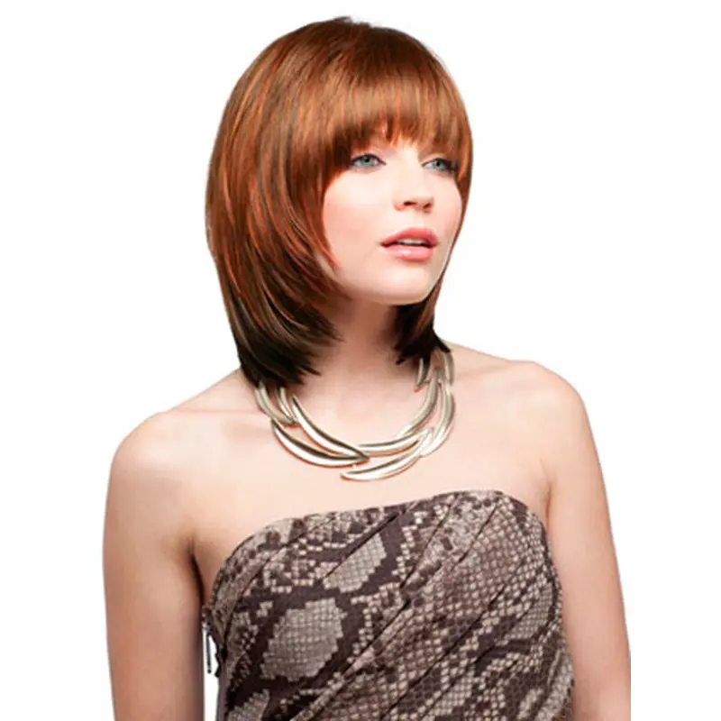 Auburn Straight Chin Length Synthetic Wigs