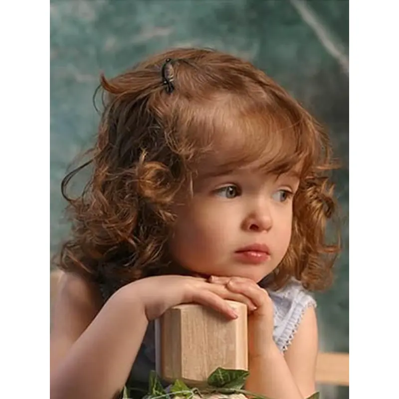 Glamorous Auburn Curly Shoulder Length Kids Wigs