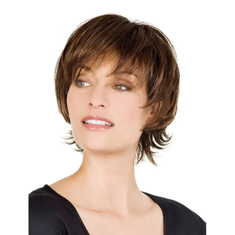 Lace Front Graceful With Bangs Straight Short Wigs