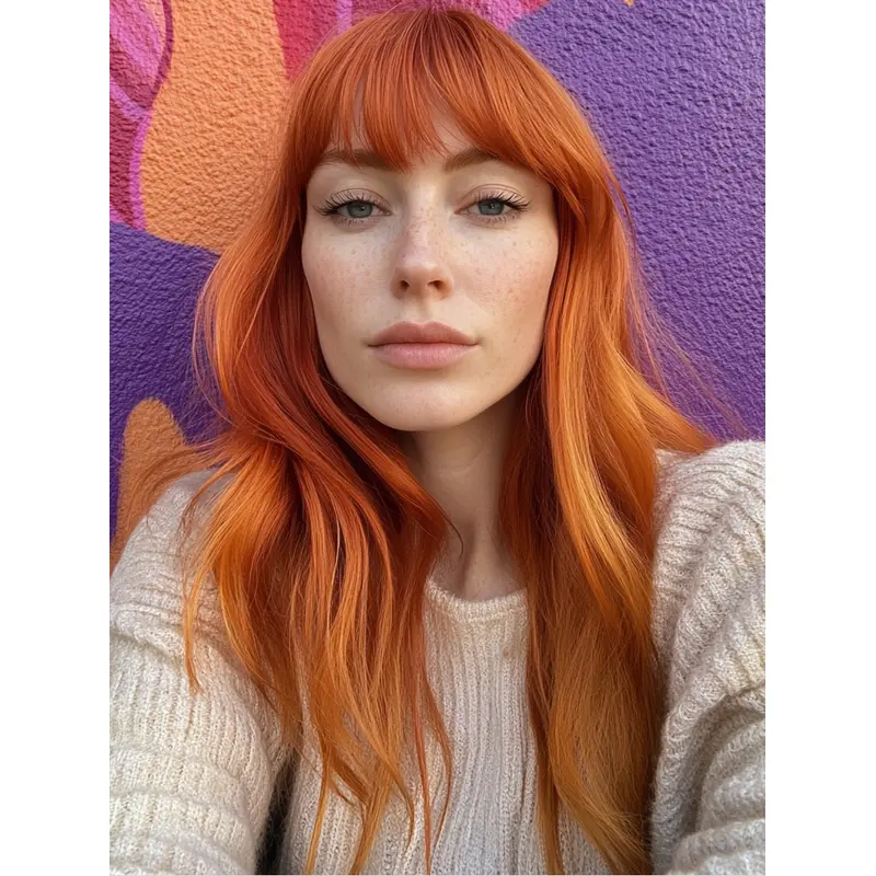 Long Wig Hairstyles Synthetic With Bangs Wavy Monofilament Wigs