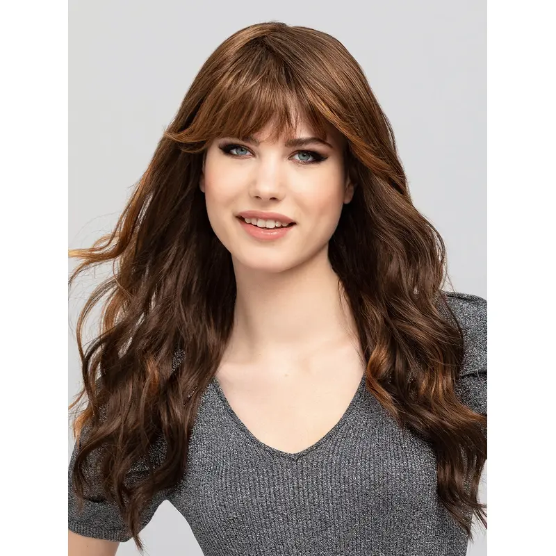 Wavy Brown Capless Synthetic 16" Modern Long Wigs