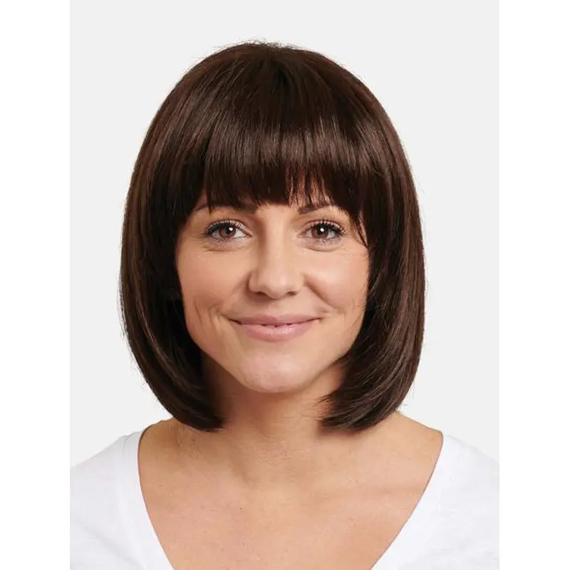 12" 100% Hand-Tied Remy Human Hair Chin Length Brown Straight Perfect Bob Wigs