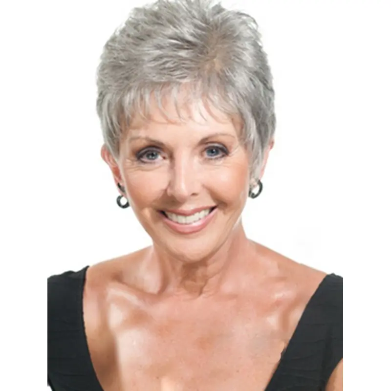 Pleasing White Straight Cropped Synthetic Wigs