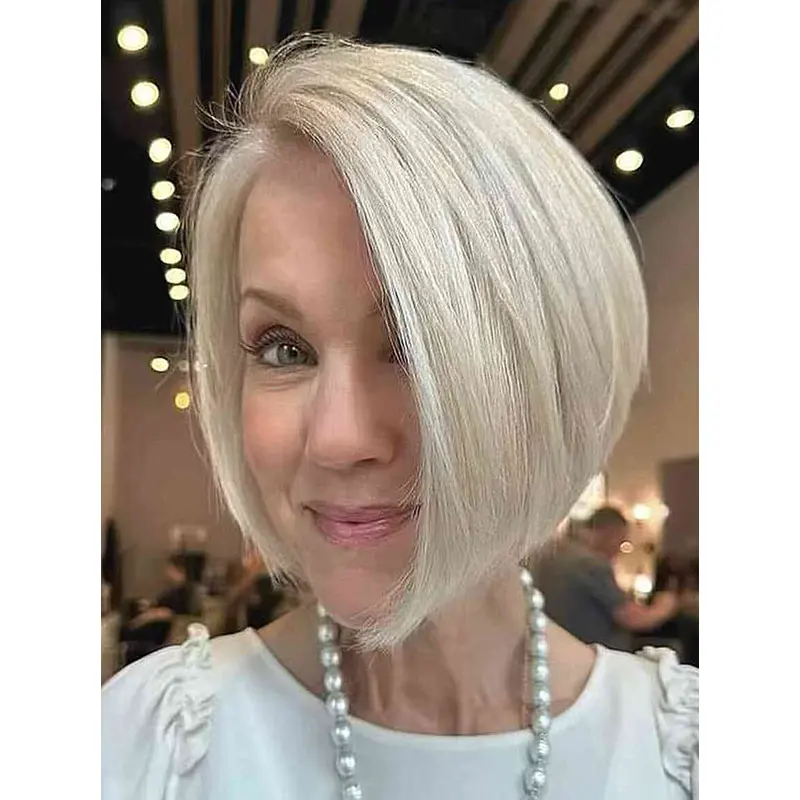 Short Straight Bob Wigs 10" Platinum Blonde Lace Front Wigs