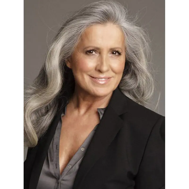 16" Shoulder Length Wavy Wigs for Lady Mono Grey