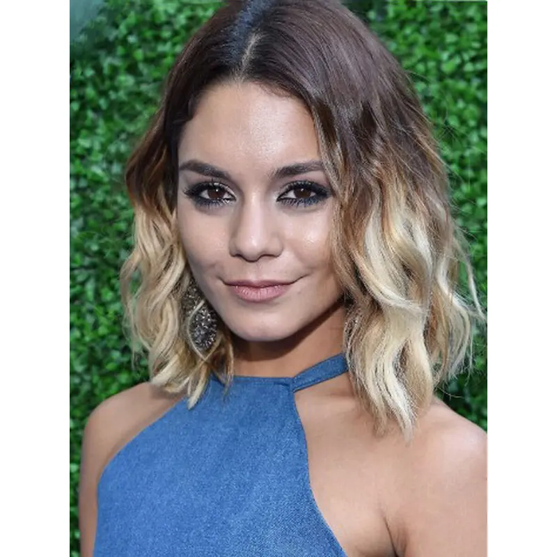 16" Wavy Chin Length Lace Front Two Tone Wigs