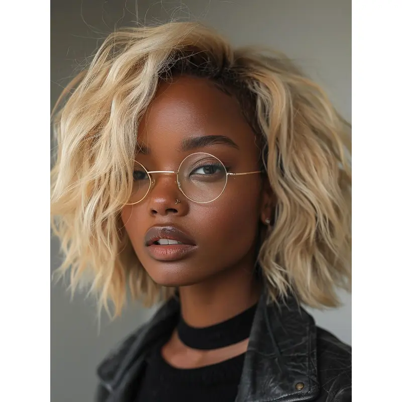 African American Wig Styles Monofilament 10" Platinum Blonde Wigs