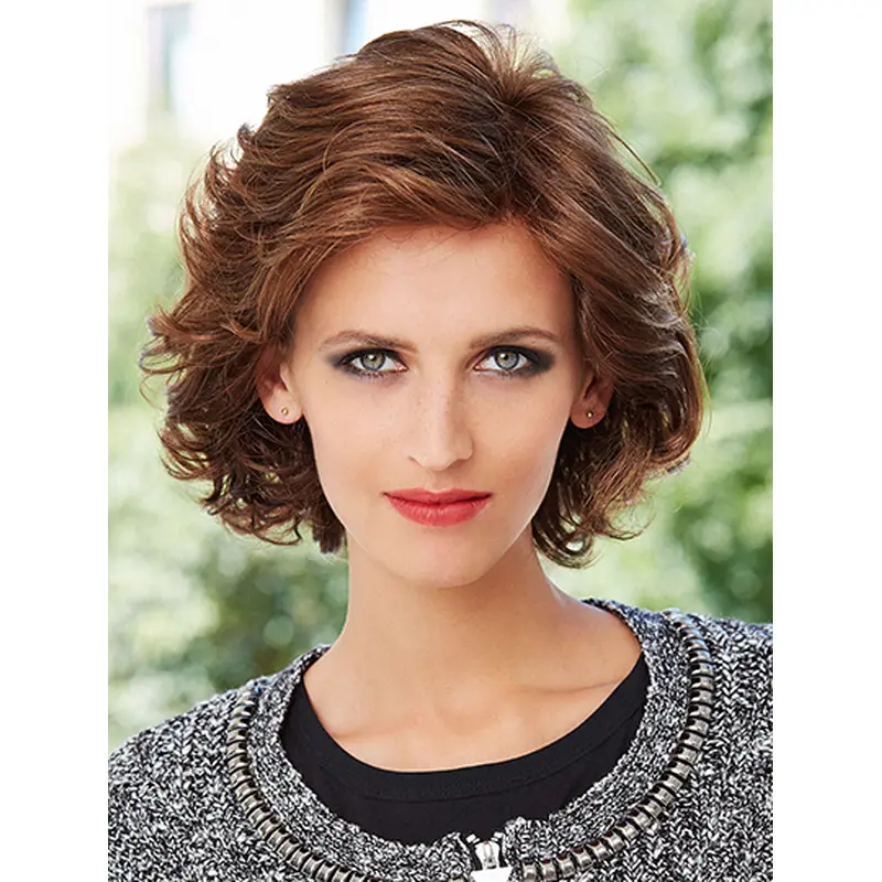 Chin Length Monofilament Synthetic Curly Classic Wigs
