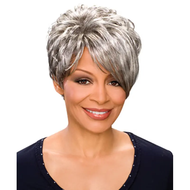 Elegant Wavy Short Synthetic Grey Wigs