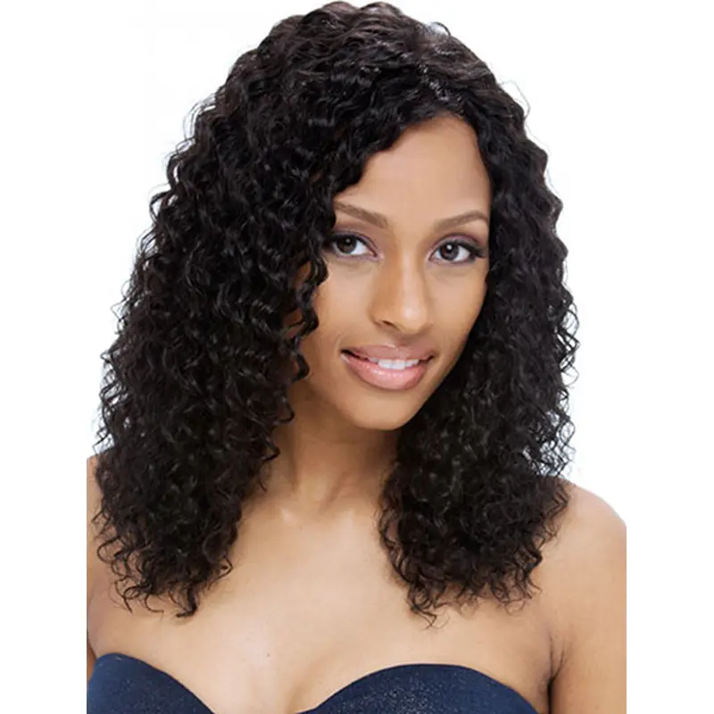 Incredible Black Curly Shoulder Length Remy Human Lace Wigs