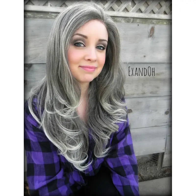 Popular Long Wavy Fabulous Grey Wigs