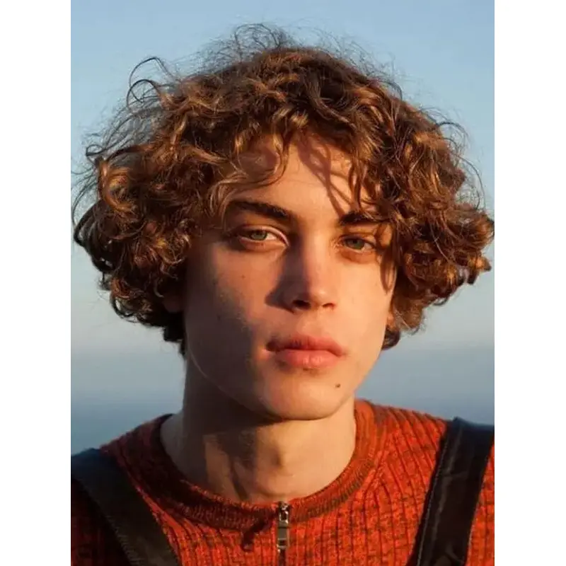 Realistic Mens Wigs Bobs Copper Curly Short Wigs