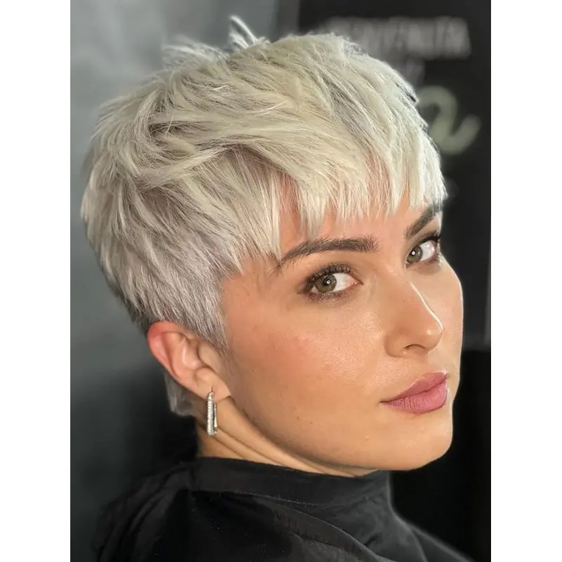 Short Natural Lace Front Wigs Platinum Blonde Straight 4" Wigs