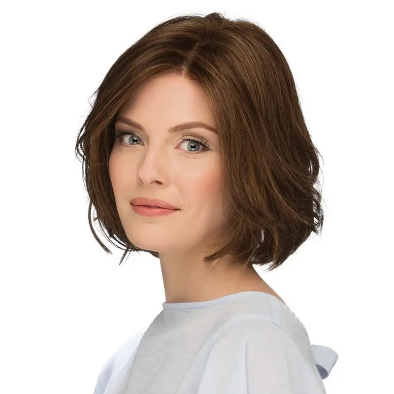 10" Chin Length Natural Brown Wavy Bob Wigs