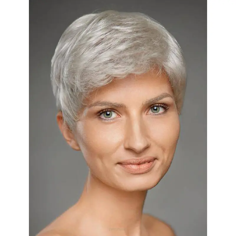 4" Straight Monofilament Synthetic New Grey Wigs