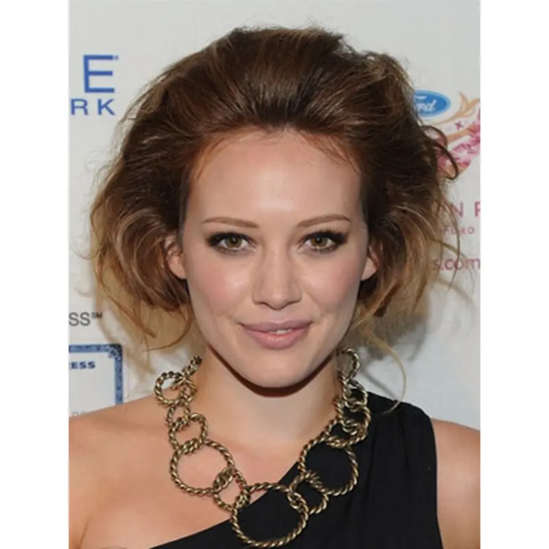 Auburn Wavy Remy Human Hair Fashionable Short Wigs