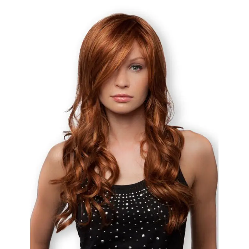 Comfortable Curly Auburn With Bangs New Design Wigs
