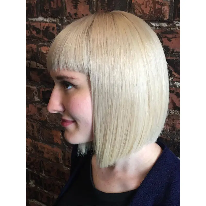 Straight Cut Bob Wig 12" Shoulder Length Platinum Blonde Lace Front Wigs