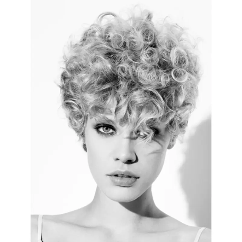 Young Fashion Grey Curly Short Capless Synthetic Wigs